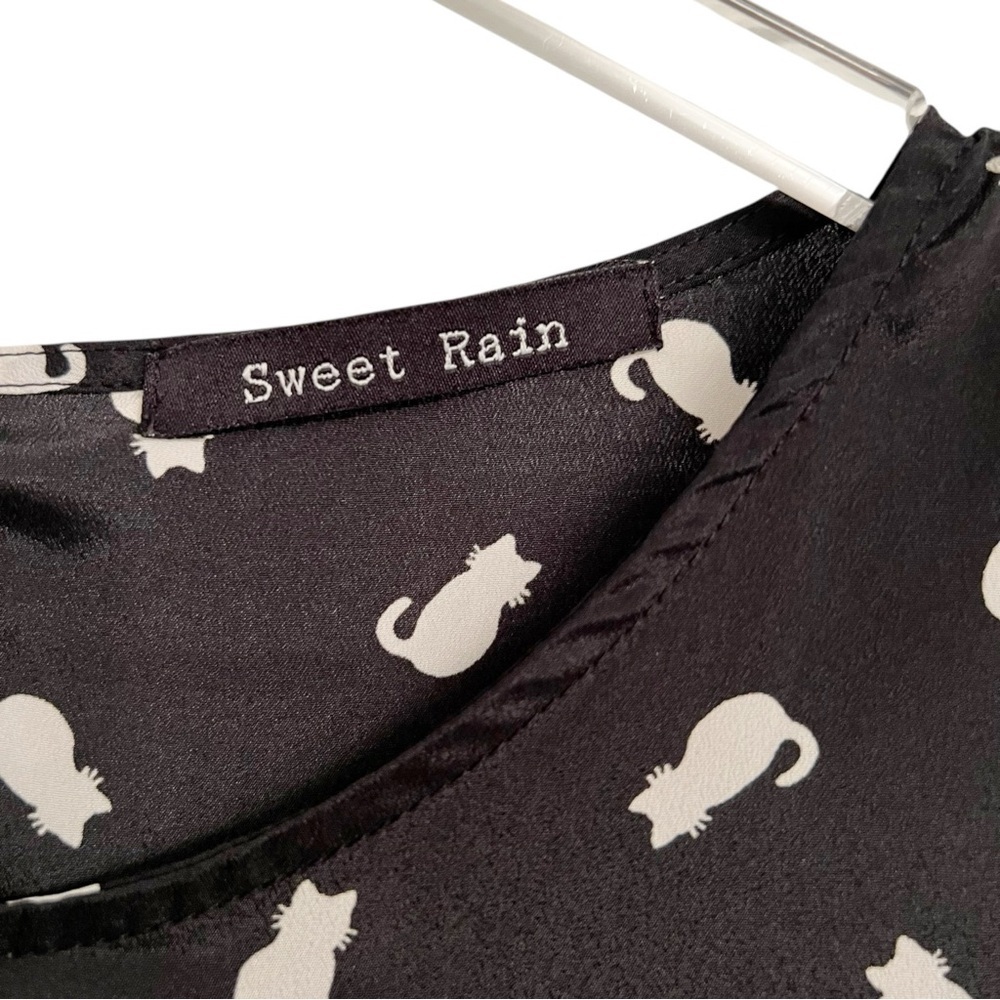 Sweet Rain Cat Print Black and White Drop Waist Mini Dress Size Extra Large - Picture 4 of 8